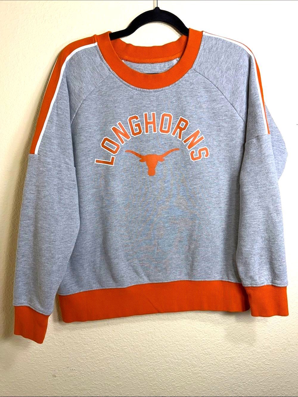 289c Texas Longhorns Grey Burnt Orange Crewneck Sweatshirt Game Day Womens L